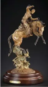  ??  ?? Bill Nebeker, Hare Raisin’ Ride, bronze, ed. of 30, 23 x 12 x 9"