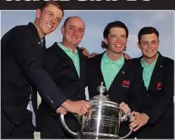  ??  ?? Leading lights: Ewen Ferguson (centre, right) and Jack McDonald (far right) were part of a victorious Walker Cup team this year but will they be able to take their talents to the next level?