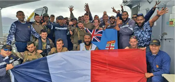  ?? Photo: RFMF Naval Division ?? The Republic Fiji Military Force Naval Division and the French Navy after the exercise last week.