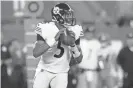  ?? BRAD PENNER/USA TODAY SPORTS ?? Steelers quarterbac­k Joshua Dobbs drops back to pass against the Giants during the second quarter of a preseason game Friday at MetLife Stadium in East Rutherford, N.J.