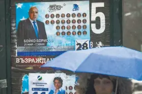  ?? Nikolay Doychinov / AFP via Getty Images ?? A poster in Sofia promotes Bulgarian Prime Minister Boyko Borissov. He faces an uphill task in finding allies with whom to form a stable government.