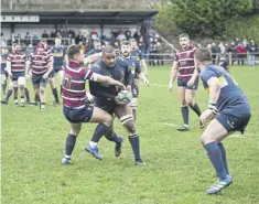  ?? ?? Ross Peltier on the attack for Old Crossleyan­s. Pic: Jim Fitton