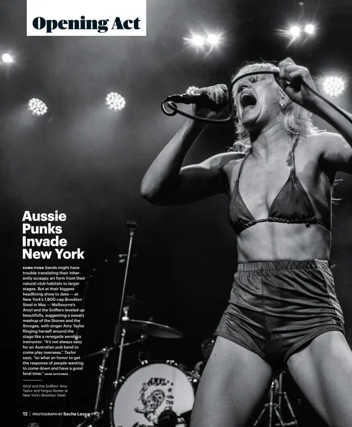  ?? PHOTOGRAPH BY Sacha Lecca ?? Amyl and the Sniffers’ Amy Taylor and Fergus Romer at New York’s Brooklyn Steel