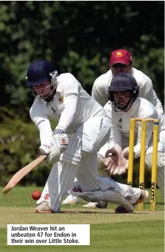  ??  ?? Jordan Weaver hit an unbeaten 47 for Endon in their win over Little Stoke.