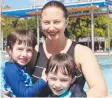  ??  ?? TOP BREAK: Owen, 4, mother Catherine and Harry Williams, 6, on holidays from Brisbane.