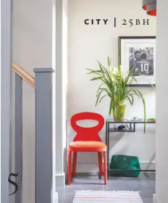  ??  ?? 5 HALLWAY A bright orange chair injects a contempora­ry note. Luigi chair, £977, Dining Chair Company. Oro pendant light, £49, Made. Faux orchid, £56, Home Accent