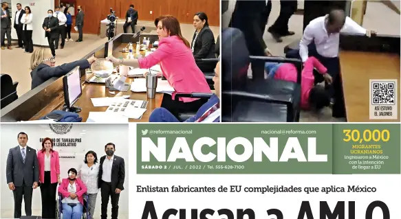  ?? ?? █ La diputada local morenista Magaly Deandar rompió la urna de cristal e hirió a su homologa panista Leticia Vargas, quien fue atendida en el Congreso.
ASí ESTUVO EL JALONEO