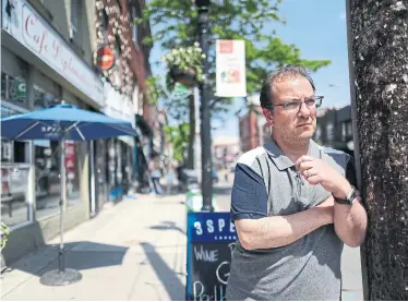  ?? RICHARD LAUTENS TORONTO STAR ?? Rocco Mastrangel­o Jr., whose family opened Café Diplomatic­o in 1968, has watched longtime neighbours in Little Italy close their doors, as the lockdown exacerbate­s existing pressures for small businesses. “It’s been horrible,” he said.