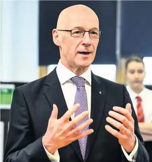  ??  ?? Ulterior motives Ms Mitchell says Education Secretary John Swinney only relented over exam results when a motion of no confidence was tabled against him