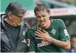  ??  ?? Schlüsselb­einbruch: Max Kruse von Werder Bremen.