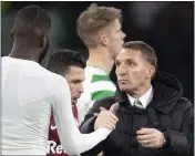  ??  ?? Brendan Rodgers with Odsonne Edouard