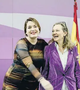  ?? Caelos Luján / EP ?? Ángela Rodríguez y Victoria Rosell, ayer en Madrid