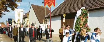  ?? Foto: Manfred Arloth ?? Mit einer Prozession feierten die Gansheimer das 350-jährige Bestehen der Rosenkranz­bruderscha­ft.