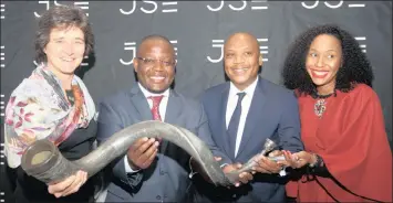  ?? PHOTO: SUPPLIED ?? From left to right: Nicky Newton-King, chief executive of the JSE; Quinton Zunga, founding partner and chief executive RH Bophelo; John Oliphant, its chairperso­n and Fulu Makwetla, chief executive, Third Way Investment Partners and adviser, RH Bophelo.