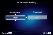  ??  ?? Gut eingestell­t: Richten Sie die Kamera so ein, dass kein überflüssi­ges Bildrausch­en entsteht und verhindern Sie übertriebe­nes Entrausche­n durch Maximalwer­te bei der ISO-Automatik, hier bei einer Olympus-Kamera.