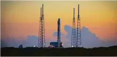  ?? Washington Post ?? A SpaceX rocket on the launch pad in Vandenberg Air Force Base in California. SpaceX aims to launch 27 rockets in 2017.