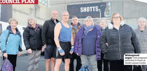  ??  ?? Widespread anger Over proposed reduction in hours at Shotts Leisure Centre