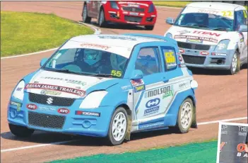  ?? Main picture: Joe Wright ?? Pluckley teenager Nathan Heathcote, pictured at Lydden Hill, hopes to graduate to the MSA British Rallycross Championsh­ip’s Supercar class next season