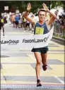  ?? Arnold Gold / Hearst CT Media ?? Conner Mantz of Provo, Utah, finishes first in the Faxon Law New Haven Road Race 20K on Monday.