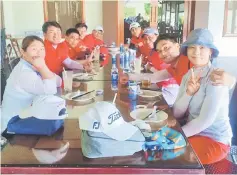  ??  ?? Members of the KPGA team with their wives after their match against Cahya Mata last Sunday.