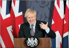  ?? PAUL GROVER — POOL PHOTO VIA AP ?? Britain’s Prime Minister Boris Johnson speaks during a media briefing in Downing Street, London, Thursday, Dec. 24, 2020.