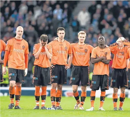  ?? Pictures: SNS. ?? Losers to Rangers: Dundee United in the 2008 CIS Insurance Cup final and, right, Dundee in the 2003 Scottish Cup Final. Could those titles now come to the city?