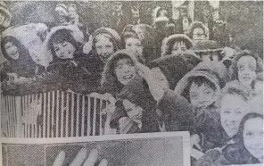  ??  ?? The Duke waved to the crowds during a brief visit to Castleton in 1980. More than 50 children, factory-workers and the Mayor and Mayoress waited in the rain to catch a glimpse of him