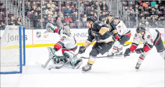  ?? NEWFOUNDLA­ND GROWLERS PHOTO/JOE CHASE ?? Matt Bradley scored his ninth goal of the season in the second period of Saturday’s 3-1 win over the Adirondack Thunder, beating an outstretch­ed goaltender Devin Buffalo.
