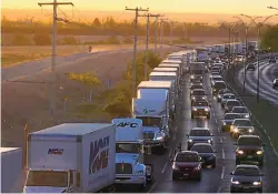  ?? CHRISTIAN TORRES/ASSOCIATED PRESS ?? Trucks wait to cross the border in Ciudad Juárez last year. The Senate on Thursday passed the United States-Mexico-Canada Agreement.