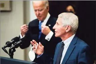  ?? Demetrius Freeman / Washington Post ?? Anthony Fauci, the chief medical adviser to President Joe Biden, answers questions on the omicron variant Monday at the White House.