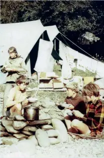  ??  ?? Simon Wilson (far right) camping with his mum, Diana, and brothers