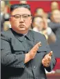  ??  ?? Kim Jong Un at the ruling party congress.