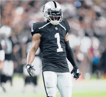  ?? JEFF BOTTARI/AP ?? Raiders wide receiver DeSean Jackson has found a connection with quarterbac­k Derek Carr.