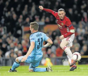  ?? Picture: REUTERS ?? UNITED TALISMAN: Manchester United's Wayne Rooney sets off the pass that led to Juan Mata’s goal against Feyenoord on Thursday