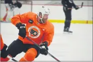  ?? SUBMITTED PHOTO — ZACK HILL ?? Apparently healthy, rested and blessed with negative test results, Jake Voracek took to the practice ice Sunday at the Skate Zone in Voorhees, N.J.