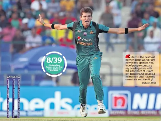  ?? AP ?? His bowling figures on his first class debut in Pakistan Teenager Shaheen Shah Afridi made his one-day internatio­nal debut during Asia Cup match against Afghanista­n. — Shaheen Afridi