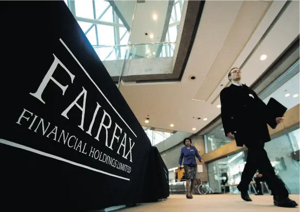  ?? NATHAN DENETTE / THE CANADIAN PRESS FILES ?? Overall catastroph­e losses covered by Canada-based insurer Fairfax Financial Holdings Ltd. decreased 43 per cent to US$752.3 million in 2018 from US$1.3 billion in 2017, the company said, but it sustained US$232.7 million in insurance losses resulting from the 2018 California wildfires.
