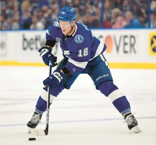  ?? PHELAN M. EBENHACK/AP ?? Left wing Ondrej Palat left the two-time Stanley Cup champion Lightning to join the Devils on a $30 million contract.