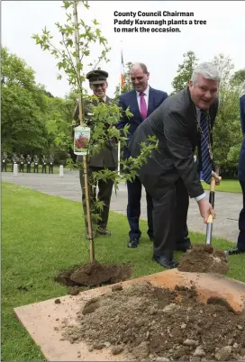  ??  ?? County Council Chairman Paddy Kavanagh plants a tree to mark the occasion.