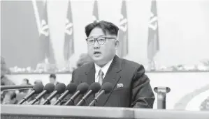  ??  ?? GAMBAR serahan KCNA di Pyongyang kelmarin menunjukka­n Kim bercakap pada kongres pertama Parti Buruh dalam tempoh 36 tahun.