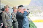  ?? REUTER ?? North Korea leader Kim Jong Un observes a targetstri­king contest by the Korean People's Army.