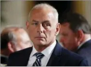  ?? PABLO MARTINEZ MONSIVAIS — THE ASSOCIATED PRESS ?? White House Chief of Staff John Kelly appears at an event where President Donald Trump was to bestow the Medal of Honor to retired Army medic James McCloughan during a ceremony in the East Room of the White House in Washington Monday.