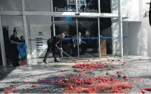  ?? RENATO S. CERQUEIRA/FUTURA PRESS - 9/10/2017 ?? Tomates. Manifestan­tes protestara­m no IDP em São Paulo