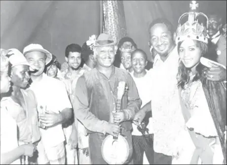  ?? ?? St Lucian Banjo Man Players pose with then prime minister of Guyana Forbes Burnham at Carifesta 1972 (Photo sourced from Caricom.org)