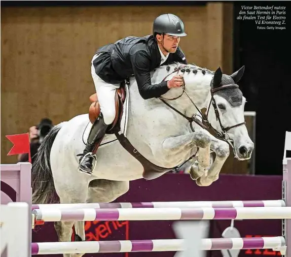  ?? Fotos: Getty Images ?? Victor Bettendorf nutzte den Saut Hermès in Paris als finalen Test für Electro Vd Kromsteeg Z.