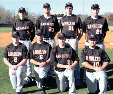  ??  ?? LaFayette seniors Logan Teasley, Caleb Trammell, Chase Elliott, Mason Wilson, Chase Smith, Caleb Boyd, Jarrett Hartline and John Shields are hoping to get the Ramblers into the Region 6-AAAA playoff mix this spring. (Messenger photo/Scott Herpst)