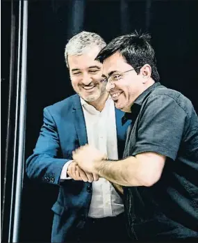  ?? XAVIER CERVERA/ARCHIVO ?? Jaume Collboni y Gerardo Pisarello, número dos del gobierno Colau