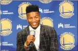  ?? LAURA A. ODA — STAFF PHOTOGRAPH­ER ?? Coach Kerr sees a role for Jordan Bell, but it will be hard to find nightly playing time for the rookie big man with several veterans ahead of him.