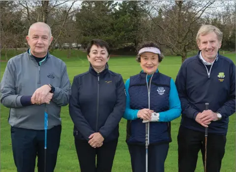  ??  ?? Blainroe Golf Club President Colm Nagle with Wicklow GC Lady Captain Terri Cullen and incoming captains Miriam McGrath and Jim Graham at the 2019 Drive In. Photos: Tim Thornton