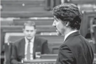  ?? REUTERS/BLAIR GABLE/FILE PHOTO ?? Canada’s Prime Minister Justin Trudeau speaks in the House of Commons on Parliament Hill in Ottawa, Ontario on Monday.